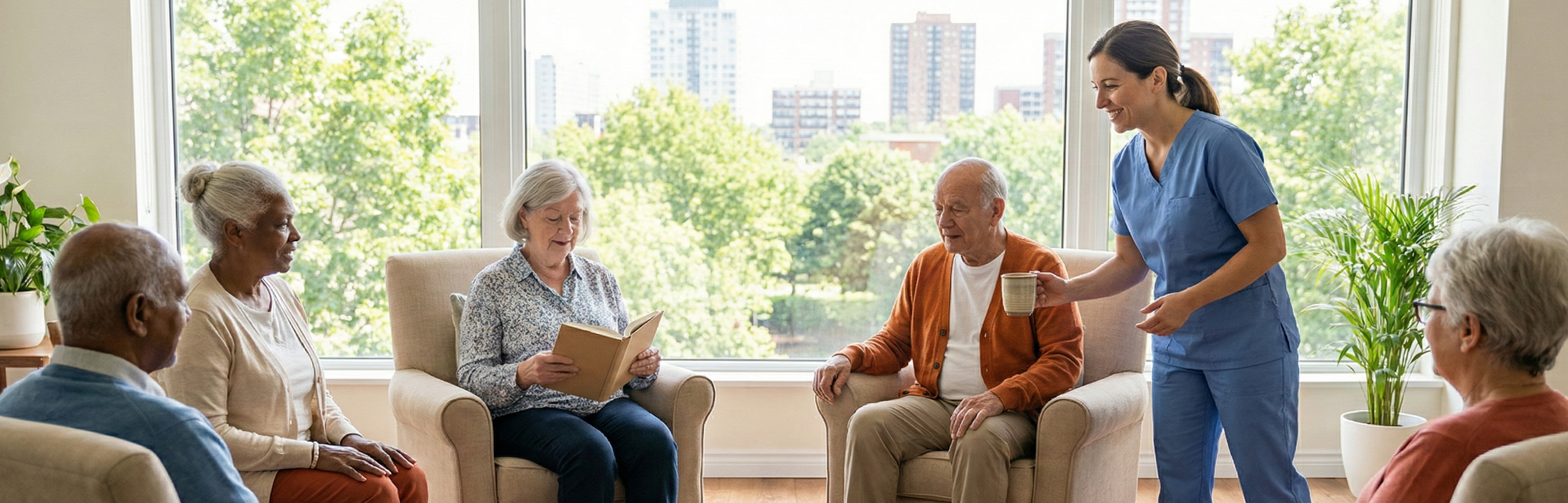 Retirement and assisted living facility illustration